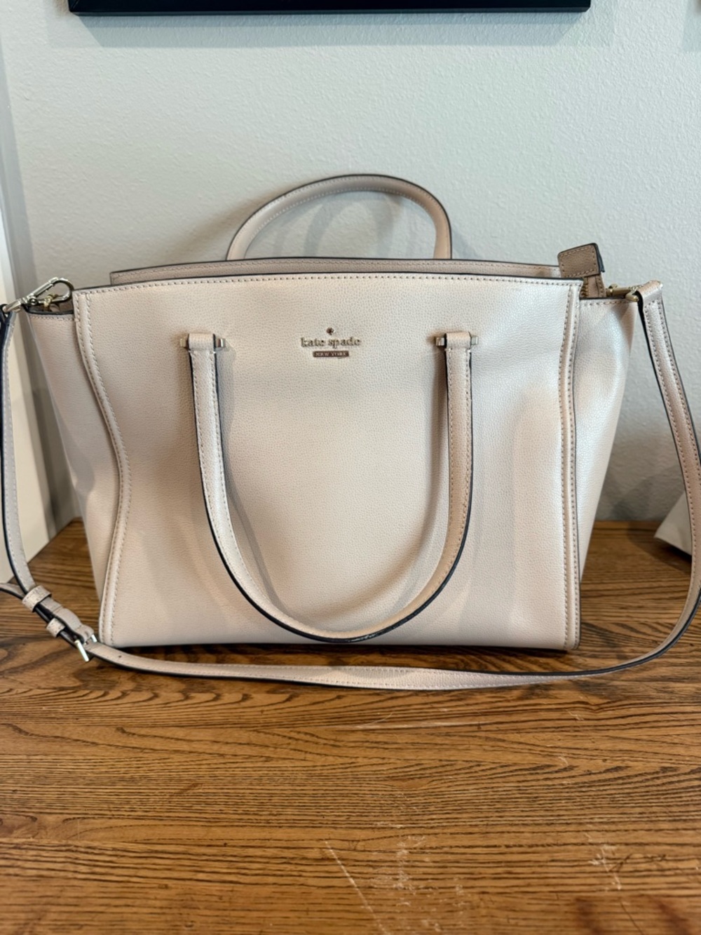 kate spade Pale Pink Leather Structured Tote with Shoulder Strap